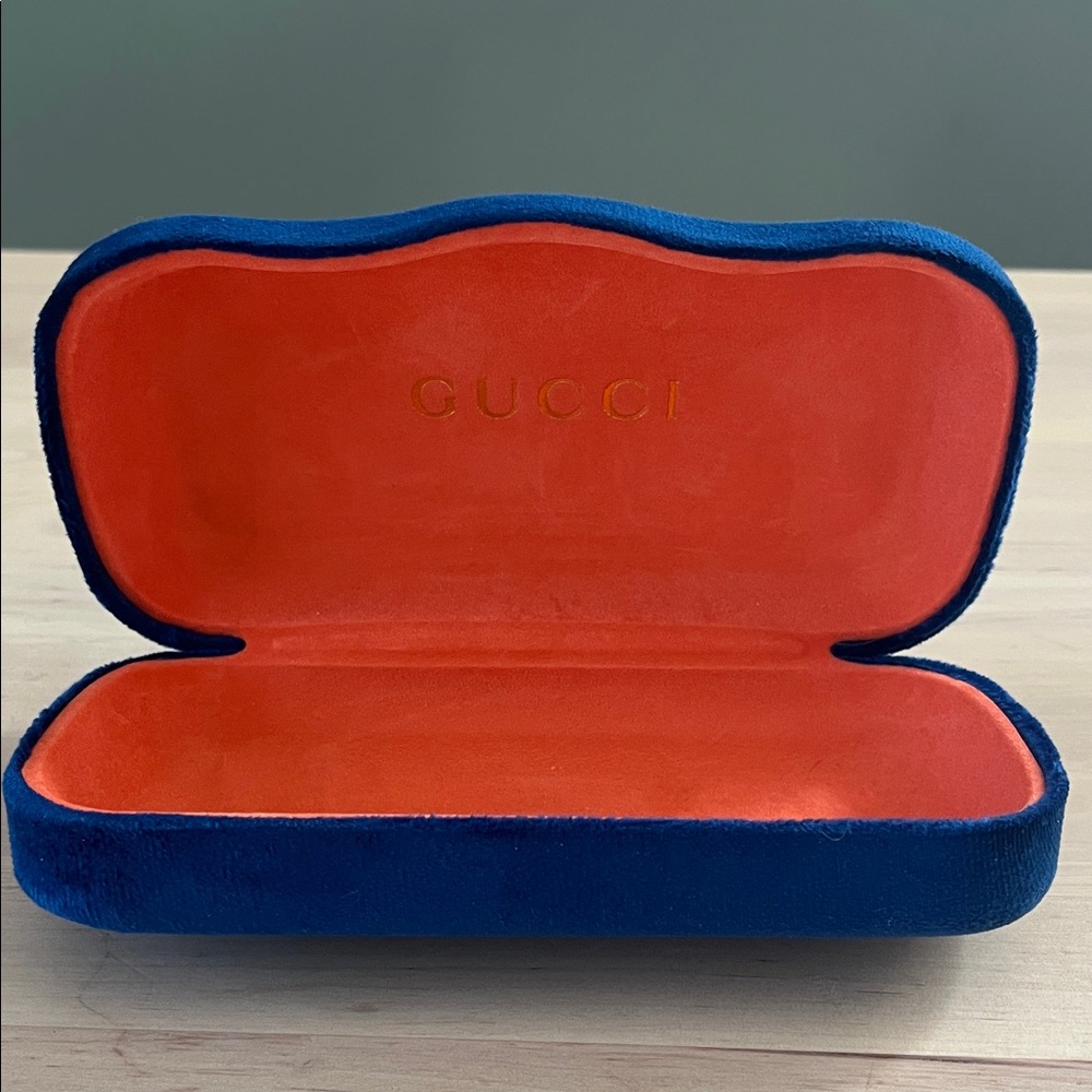 Gucci Velvet Sunglasses Case in Blue and Orange